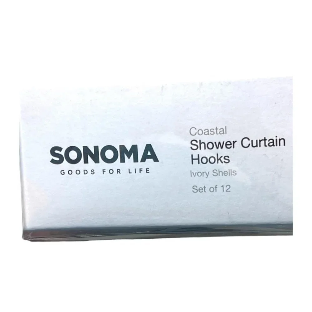 Sonoma Goods Cream Coastal Sand Dollar Sea Shell 12 pk Shower Curtain Hooks New